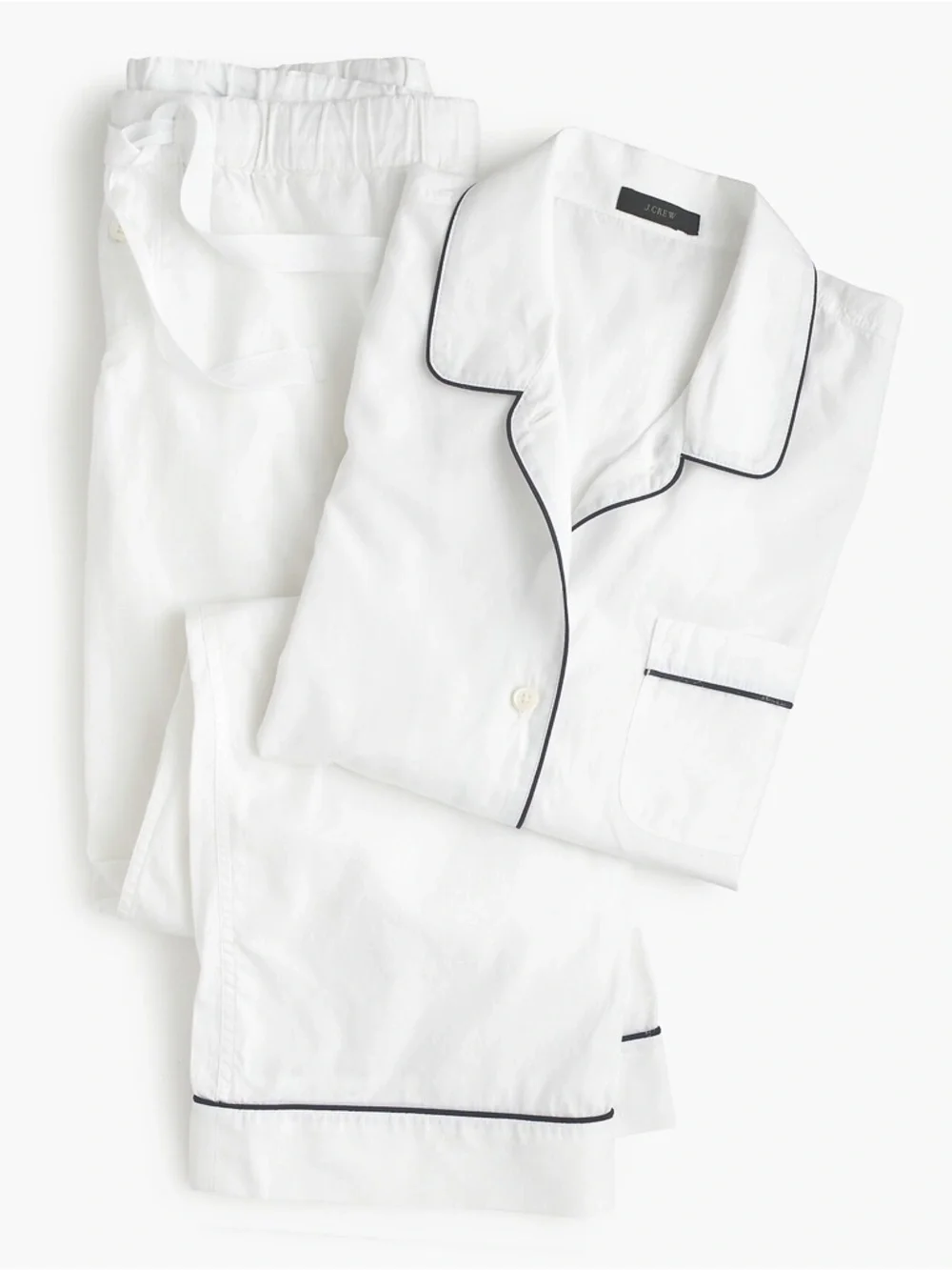 J. Crew White Vintage pajama Set Navy Piping